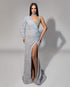 Ice Blue Asymmetric Beaded Gown