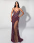 Burgundy Starlight High-Slit Gown