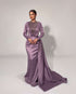 Lavender Satin Embellished Bodice Gown