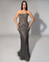 Charcoal Deco Fringe Gown
