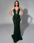 Emerald Sequin Plunge Gown