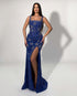 Sequin Embellished Gown - Navy