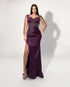 Purple Crystal Embellished Cape Gown