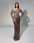 Bronze Elegance Draped Gown