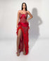 Crystal Red Embellished Feather Gown