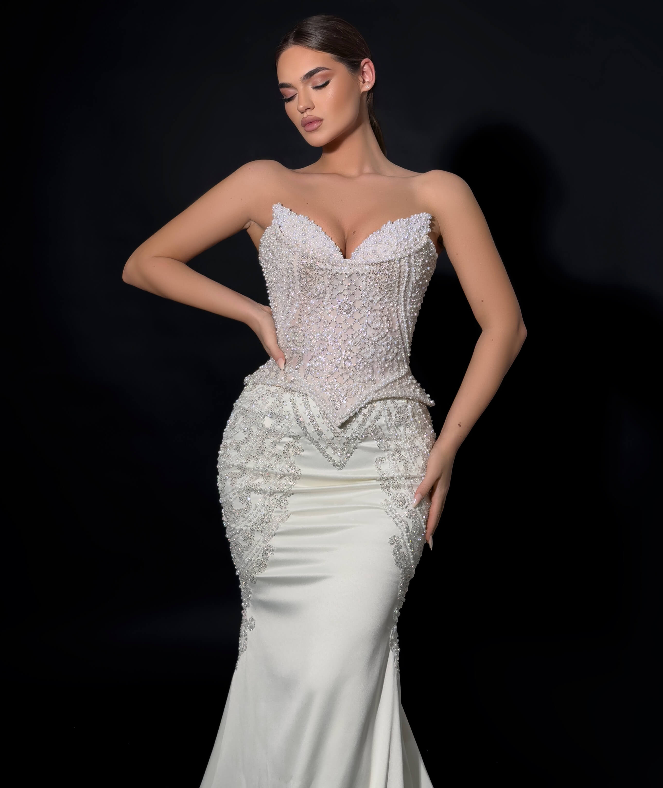 Pearl Beaded Corset Mermaid Gown Pearl Beaded Corset Mermaid Gown