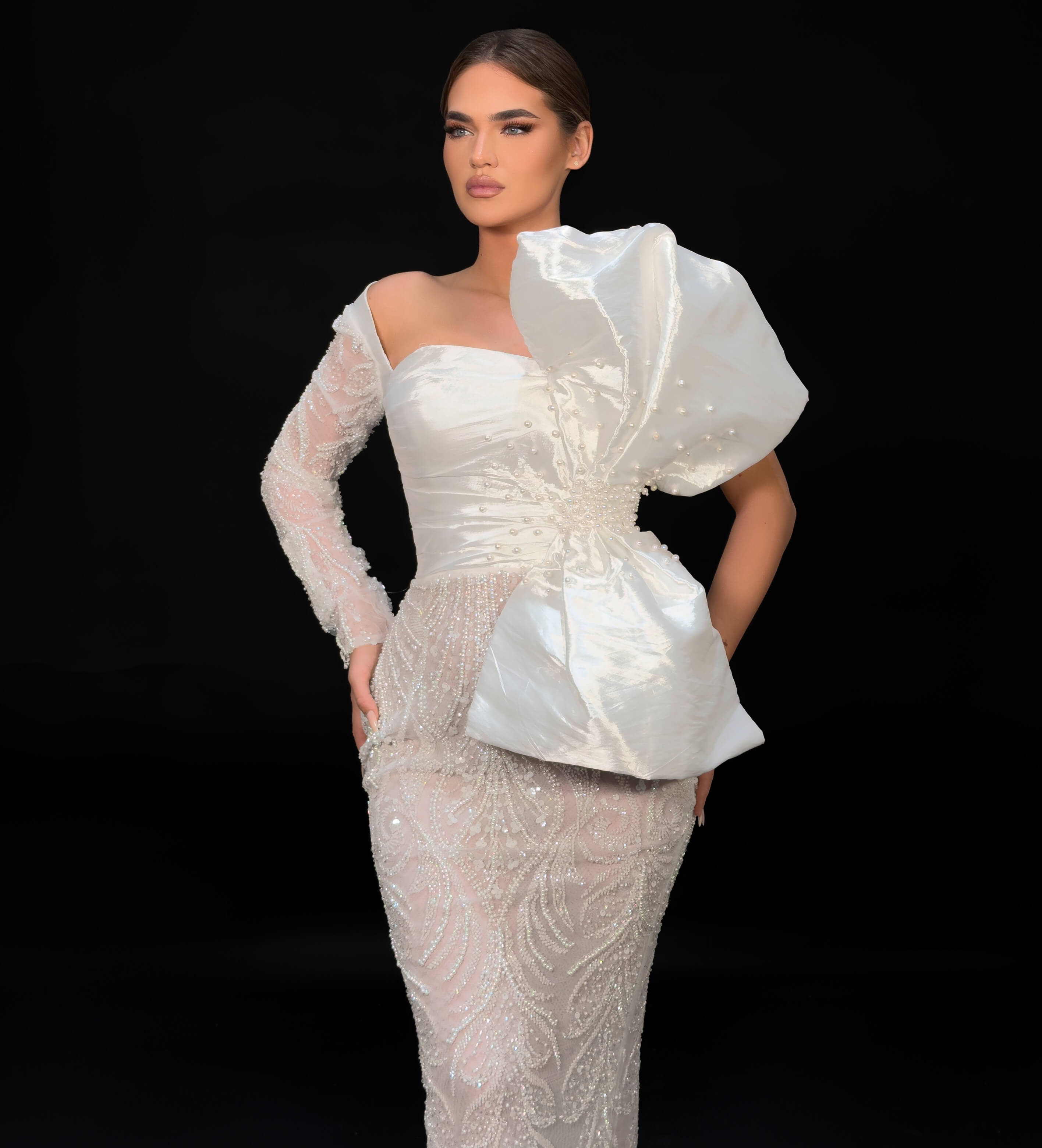 Asymmetric Peplum Bridal Gown Asymmetric Peplum Bridal Gown