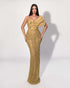 Gold Beaded Asymmetric Gown