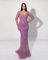 Lavender Quartz Beaded Sleeve Gown