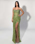 Olive Green Beaded Corset Gown