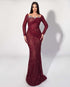 Deep Red Sleeve Gown
