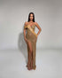 Golden Draped Crystal Gown