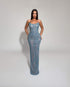 Blue Crystal Mesh Gown