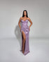 Lilac Satin Embellished Gown