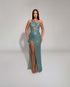 Aqua One-Shoulder Sequin Gown