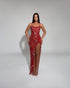 Red Crystal Embellished Gown