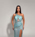 Aqua One-Shoulder Crystal Gown